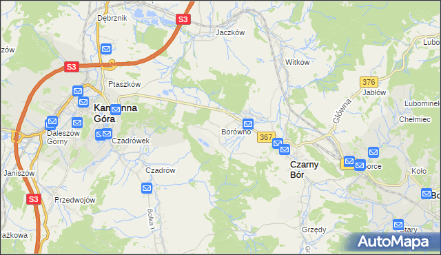 mapa Borówno gmina Czarny Bór, Borówno gmina Czarny Bór na mapie Targeo