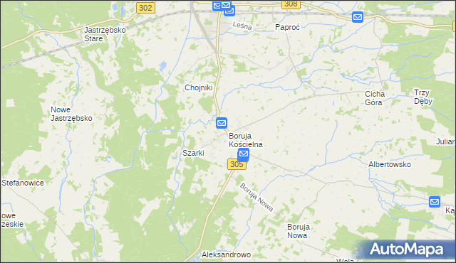 mapa Boruja Kościelna, Boruja Kościelna na mapie Targeo
