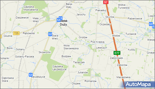 mapa Boruty gmina Belsk Duży, Boruty gmina Belsk Duży na mapie Targeo