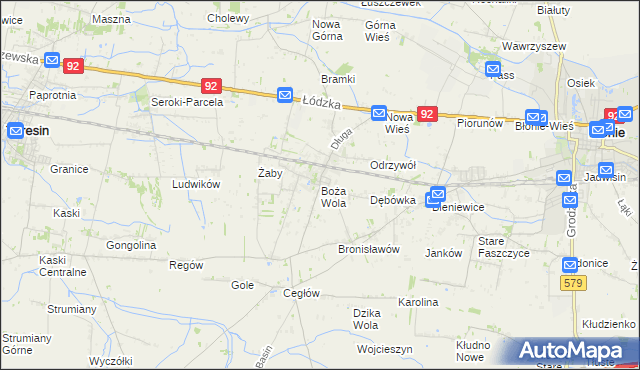 mapa Boża Wola gmina Baranów, Boża Wola gmina Baranów na mapie Targeo