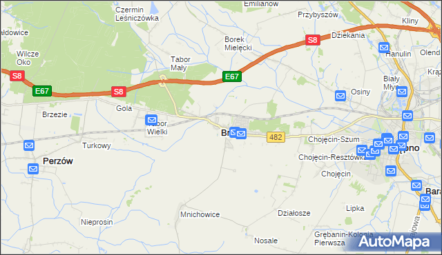mapa Bralin powiat kępiński, Bralin powiat kępiński na mapie Targeo