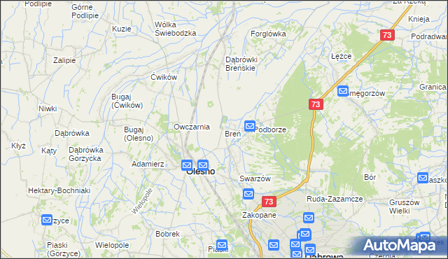 mapa Breń gmina Olesno, Breń gmina Olesno na mapie Targeo