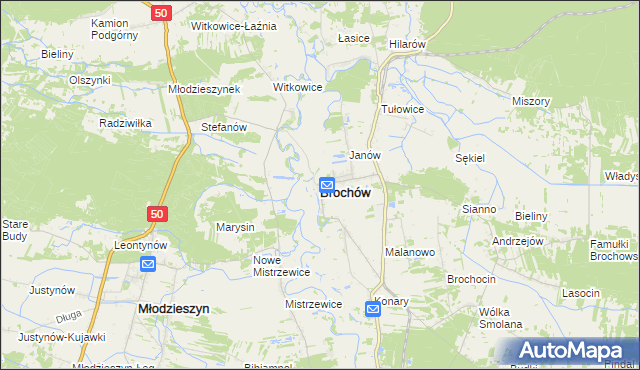 mapa Brochów powiat sochaczewski, Brochów powiat sochaczewski na mapie Targeo