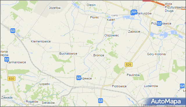 mapa Bronice gmina Nałęczów, Bronice gmina Nałęczów na mapie Targeo