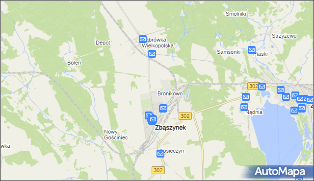 mapa Bronikowo gmina Zbąszynek, Bronikowo gmina Zbąszynek na mapie Targeo