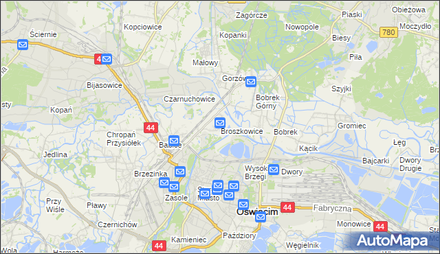 mapa Broszkowice, Broszkowice na mapie Targeo