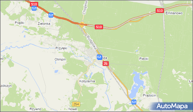 mapa Brzoza gmina Nowa Wieś Wielka, Brzoza gmina Nowa Wieś Wielka na mapie Targeo