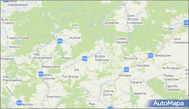 mapa Brzóza Stadnicka, Brzóza Stadnicka na mapie Targeo