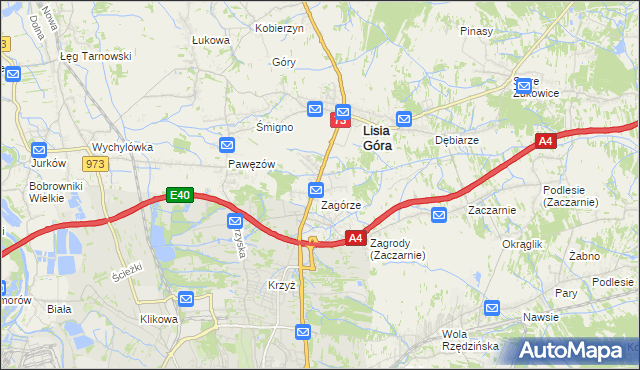 mapa Brzozówka gmina Lisia Góra, Brzozówka gmina Lisia Góra na mapie Targeo