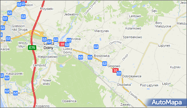 mapa Brzozówka gmina Obrowo, Brzozówka gmina Obrowo na mapie Targeo