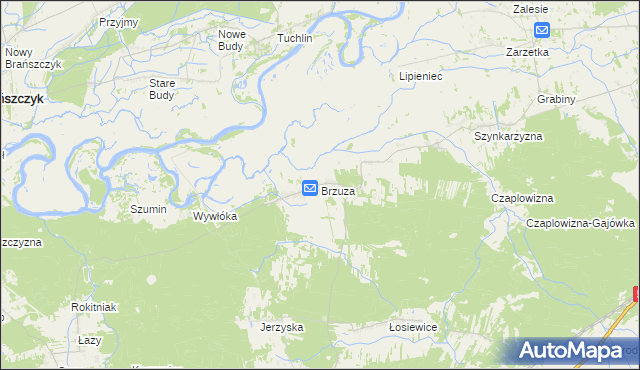 mapa Brzuza gmina Łochów, Brzuza gmina Łochów na mapie Targeo