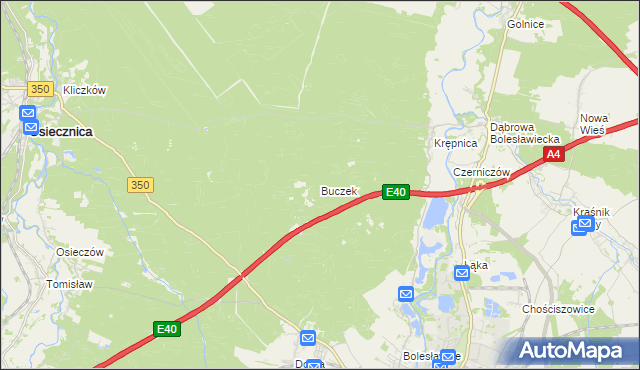 mapa Buczek gmina Bolesławiec, Buczek gmina Bolesławiec na mapie Targeo