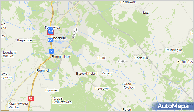 mapa Budki gmina Chorzele, Budki gmina Chorzele na mapie Targeo