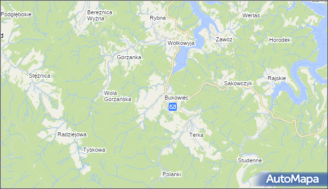 mapa Bukowiec gmina Solina, Bukowiec gmina Solina na mapie Targeo