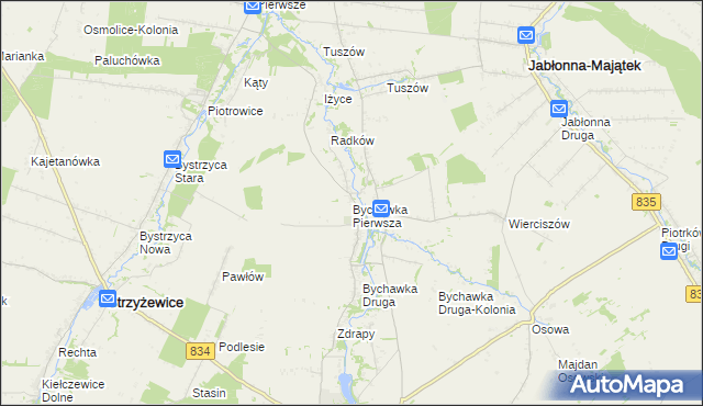 mapa Bychawka Pierwsza, Bychawka Pierwsza na mapie Targeo