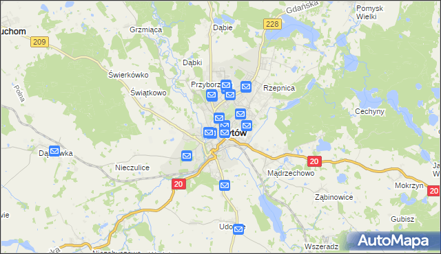 mapa Bytów, Bytów na mapie Targeo