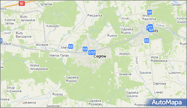 mapa Cegłów powiat miński, Cegłów powiat miński na mapie Targeo