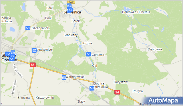 mapa Centawa, Centawa na mapie Targeo