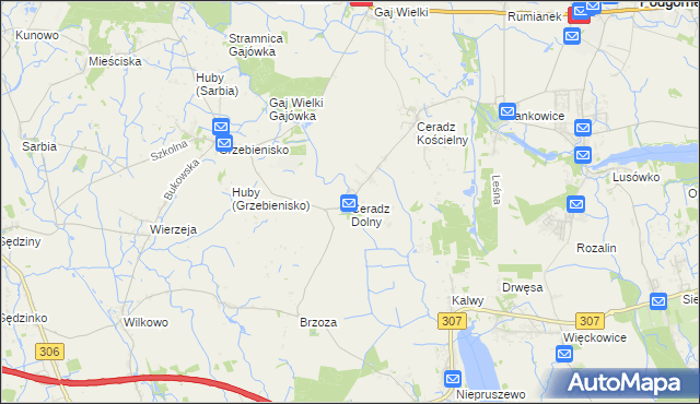 mapa Ceradz Dolny, Ceradz Dolny na mapie Targeo