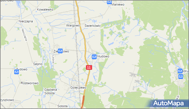 mapa Chludowo, Chludowo na mapie Targeo