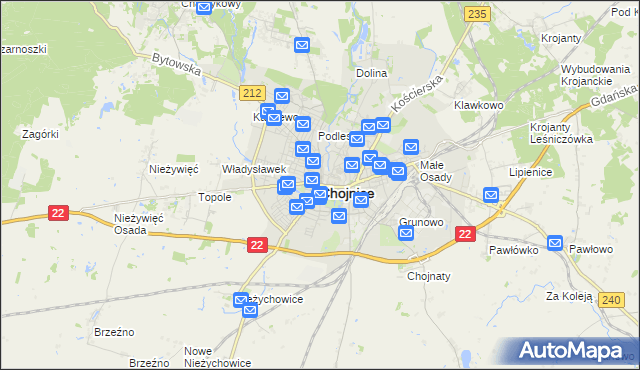mapa Chojnic, Chojnice na mapie Targeo