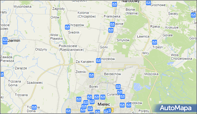 mapa Chorzelów, Chorzelów na mapie Targeo