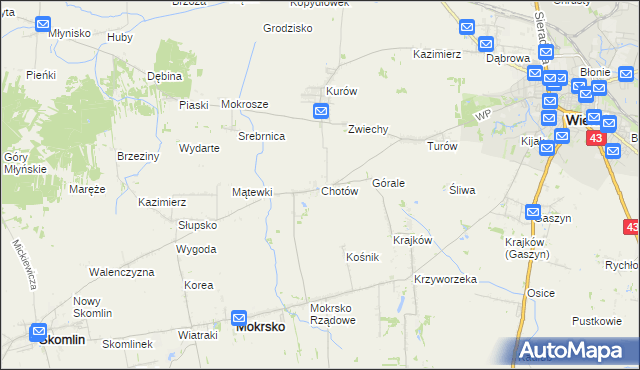 mapa Chotów gmina Mokrsko, Chotów gmina Mokrsko na mapie Targeo
