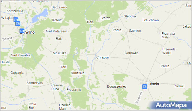mapa Chrapoń gmina Lutocin, Chrapoń gmina Lutocin na mapie Targeo