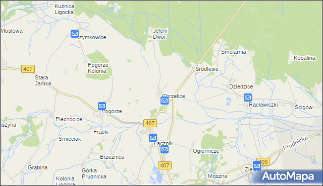 mapa Chrzelice, Chrzelice na mapie Targeo