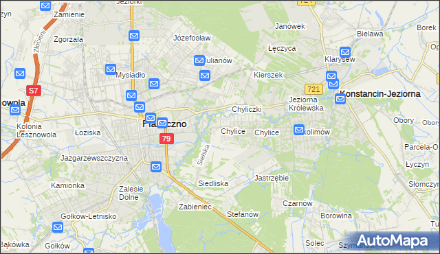 mapa Chylice gmina Piaseczno, Chylice gmina Piaseczno na mapie Targeo
