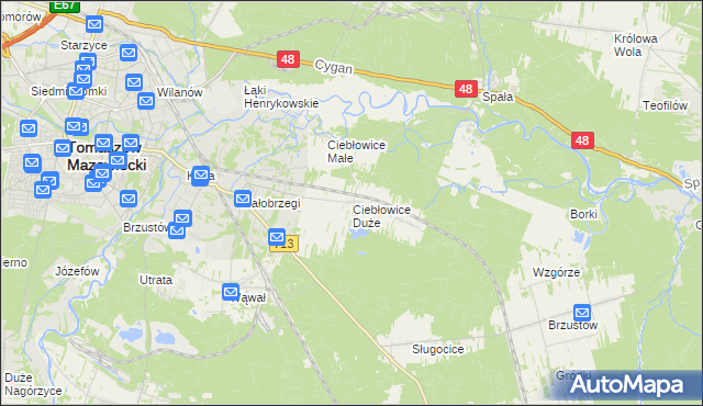 mapa Ciebłowice Duże, Ciebłowice Duże na mapie Targeo