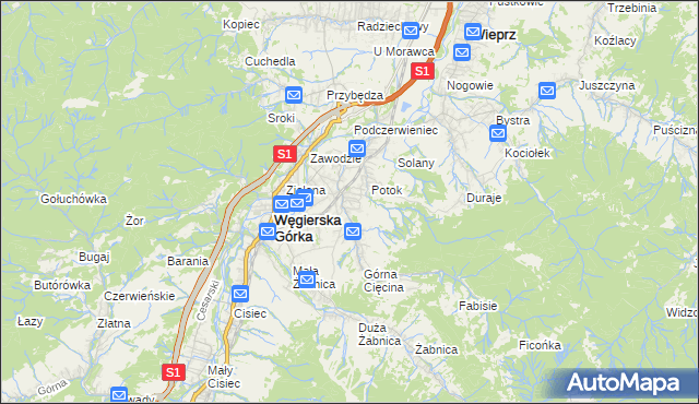 mapa Cięcina, Cięcina na mapie Targeo
