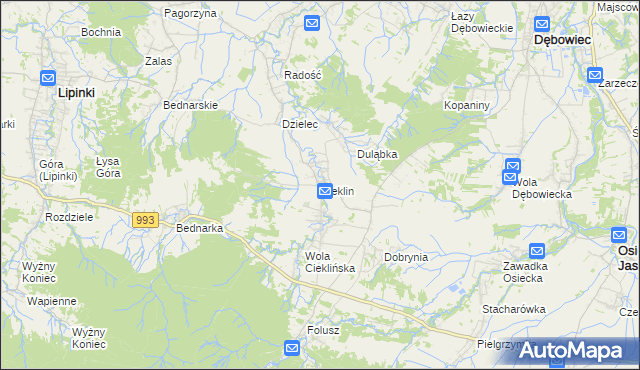 mapa Cieklin, Cieklin na mapie Targeo
