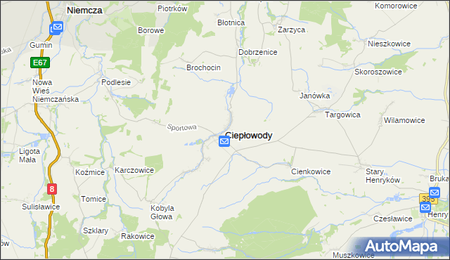 mapa Ciepłowody, Ciepłowody na mapie Targeo