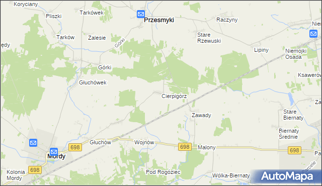 mapa Cierpigórz gmina Przesmyki, Cierpigórz gmina Przesmyki na mapie Targeo