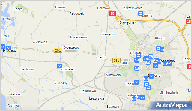 mapa Cieślin gmina Inowrocław, Cieślin gmina Inowrocław na mapie Targeo