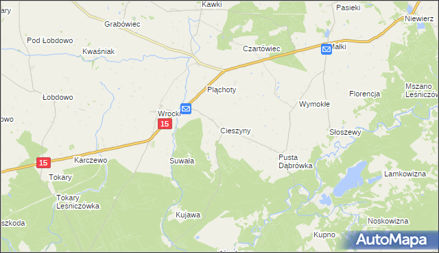 mapa Cieszyny gmina Golub-Dobrzyń, Cieszyny gmina Golub-Dobrzyń na mapie Targeo