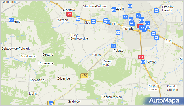 mapa Cisew, Cisew na mapie Targeo