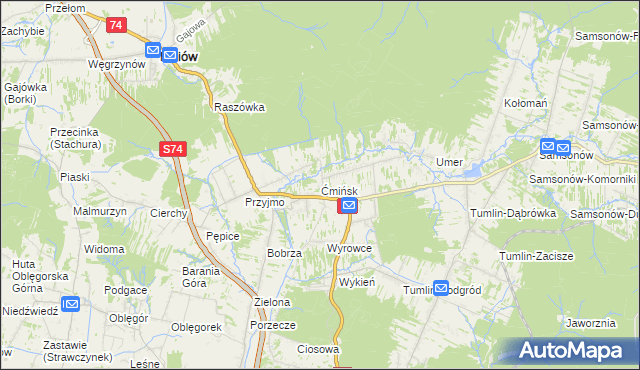 mapa Ćmińsk, Ćmińsk na mapie Targeo