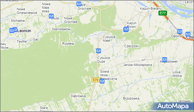 mapa Cybulice Duże, Cybulice Duże na mapie Targeo