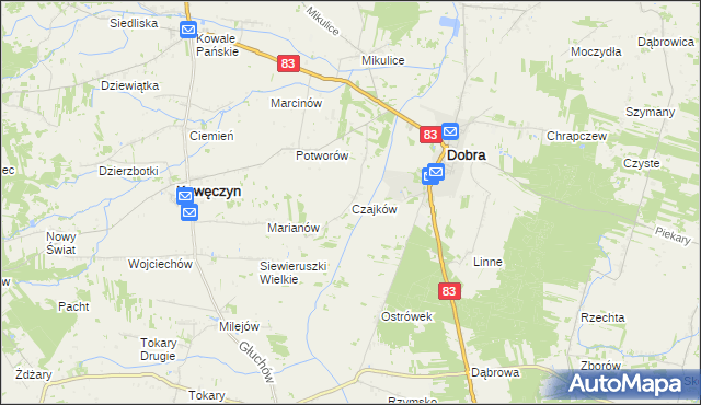 mapa Czajków gmina Dobra, Czajków gmina Dobra na mapie Targeo