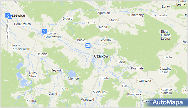 mapa Czajków powiat ostrzeszowski, Czajków powiat ostrzeszowski na mapie Targeo