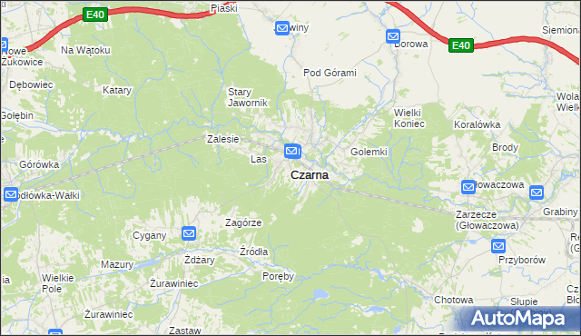 mapa Czarna powiat dębicki, Czarna powiat dębicki na mapie Targeo