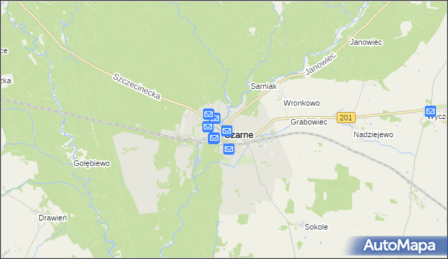 mapa Czarne powiat człuchowski, Czarne powiat człuchowski na mapie Targeo