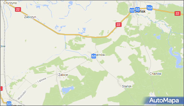 mapa Czarnów gmina Górzyca, Czarnów gmina Górzyca na mapie Targeo