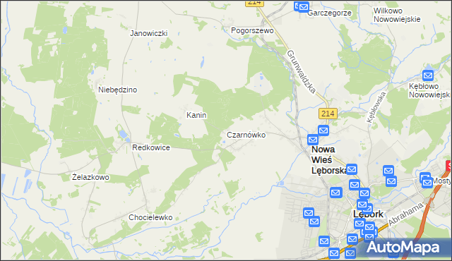 mapa Czarnówko gmina Nowa Wieś Lęborska, Czarnówko gmina Nowa Wieś Lęborska na mapie Targeo