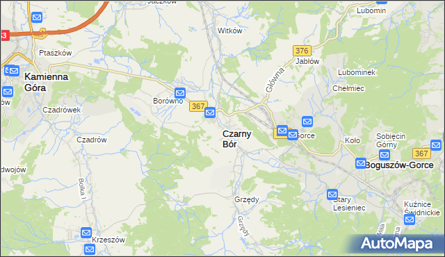 mapa Czarny Bór, Czarny Bór na mapie Targeo