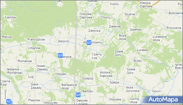 mapa Czarny Ług, Czarny Ług na mapie Targeo