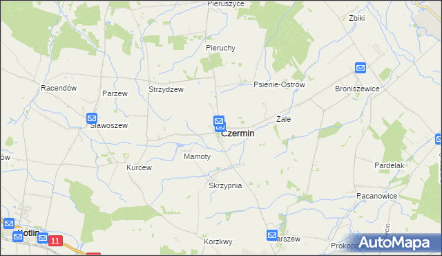 mapa Czermin powiat pleszewski, Czermin powiat pleszewski na mapie Targeo