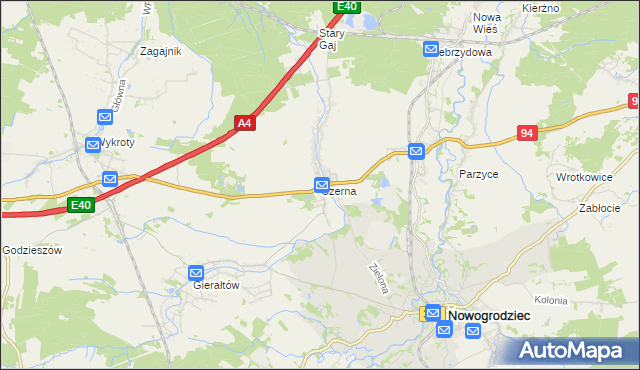 mapa Czerna gmina Nowogrodziec, Czerna gmina Nowogrodziec na mapie Targeo